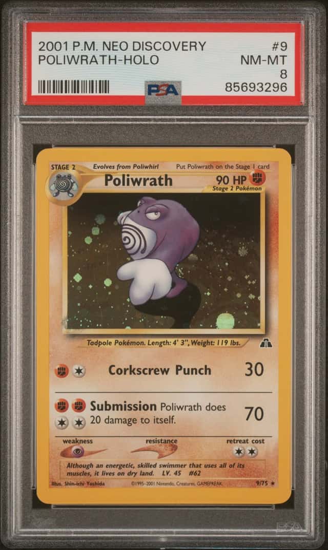 Pokemon TCG PSA 8 2001 Neo Discovery Poliwrath 9/75 Holo Rare ENG