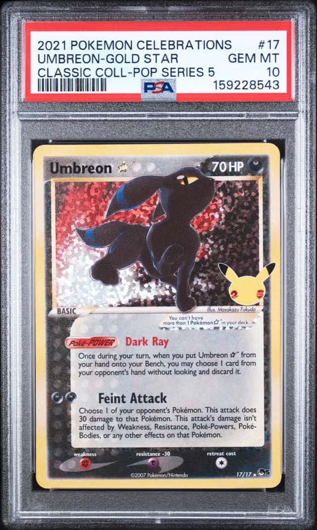 2021 POKEMON CELEBRATIONS CLASSIC COLLECTION #17 UMBREON-GOLD STAR PSA 10