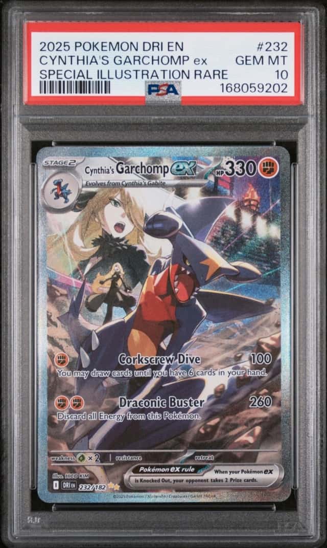 2025 POKEMON DESTINED RIVALS SPECIAL ILLUSTRATION CYNTHIA'S GARCHOMP EX PSA 10