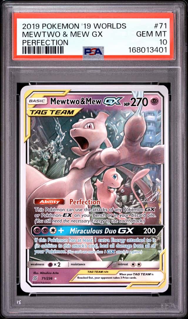 2019 POKEMON 2019 WORLD CHAMPIONSHIPS DECK: PERFECTION MEWTWO & MEW GX PSA 10
