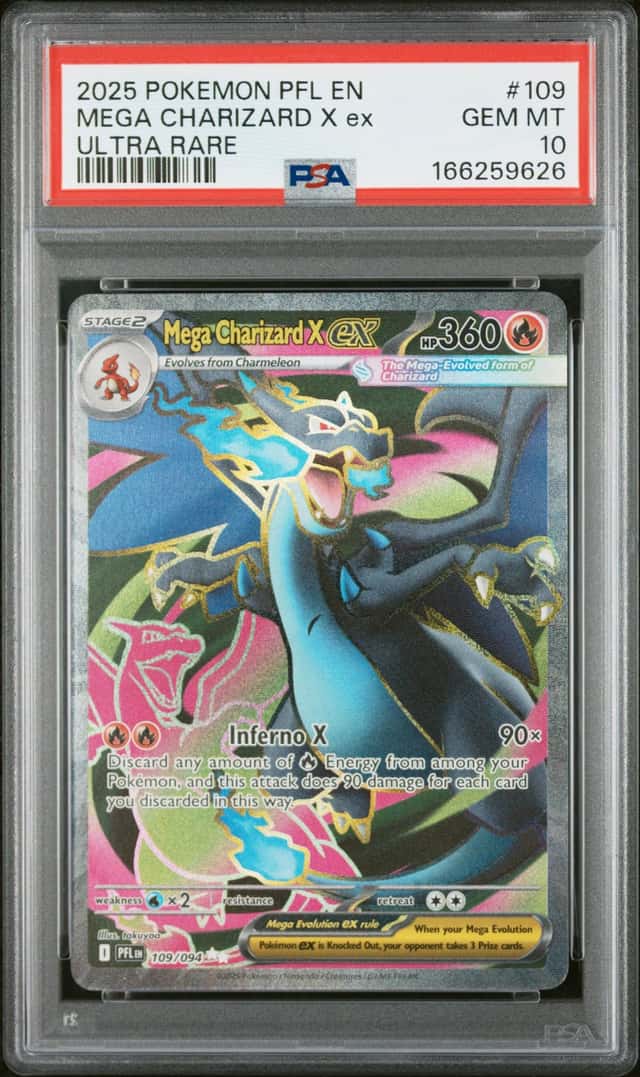MEGA CHARIZARD X EX POKEMON PHANTASMAL FLAMES 109/094 ULTRA RARE PSA 10 Q4374