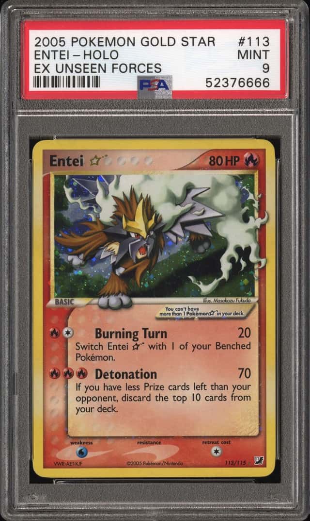 2005 Pokemon Ex Unseen Forces Holo Entei Gold Star #113