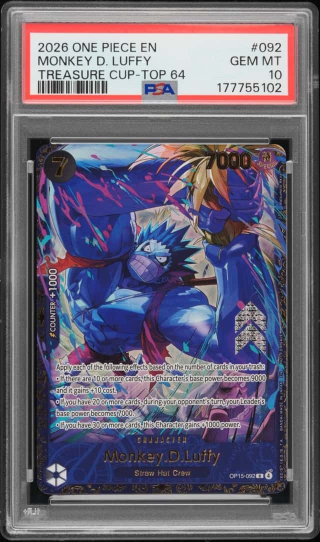 2026 ONE PIECE PROMOS TREASURE CUP-TOP 64 #092 MONKEY D. LUFFY PSA 10