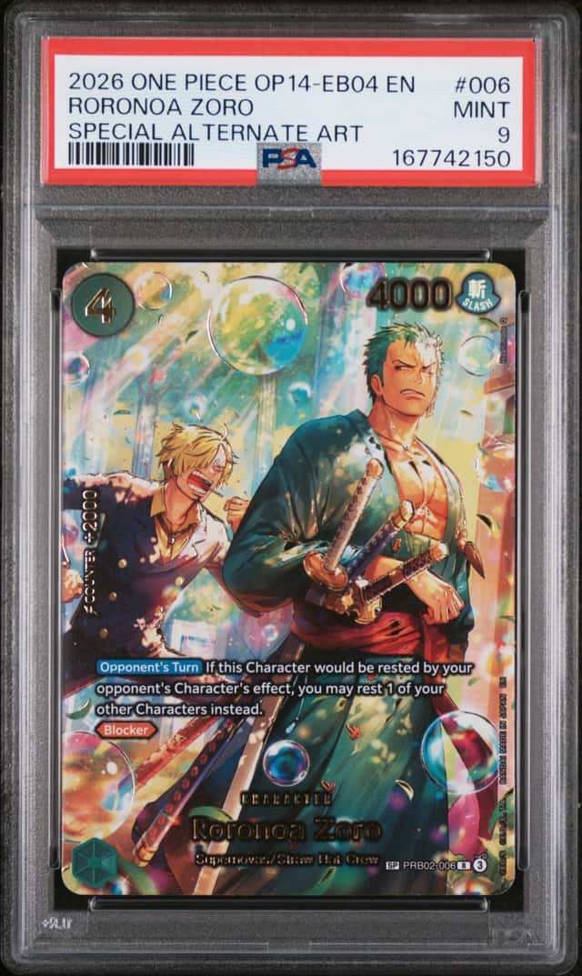 2026 ONE PIECE OP14-EB04-THE AZURE SEA'S SEVEN #006 RORONOA ZORO PSA 9