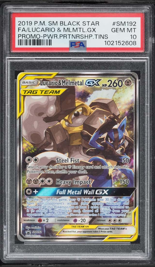 2019 Pokemon SM Promo Power Partners Tins Full Art Lucario Melmetal GX #SM192 PSA 10 GEM MINT