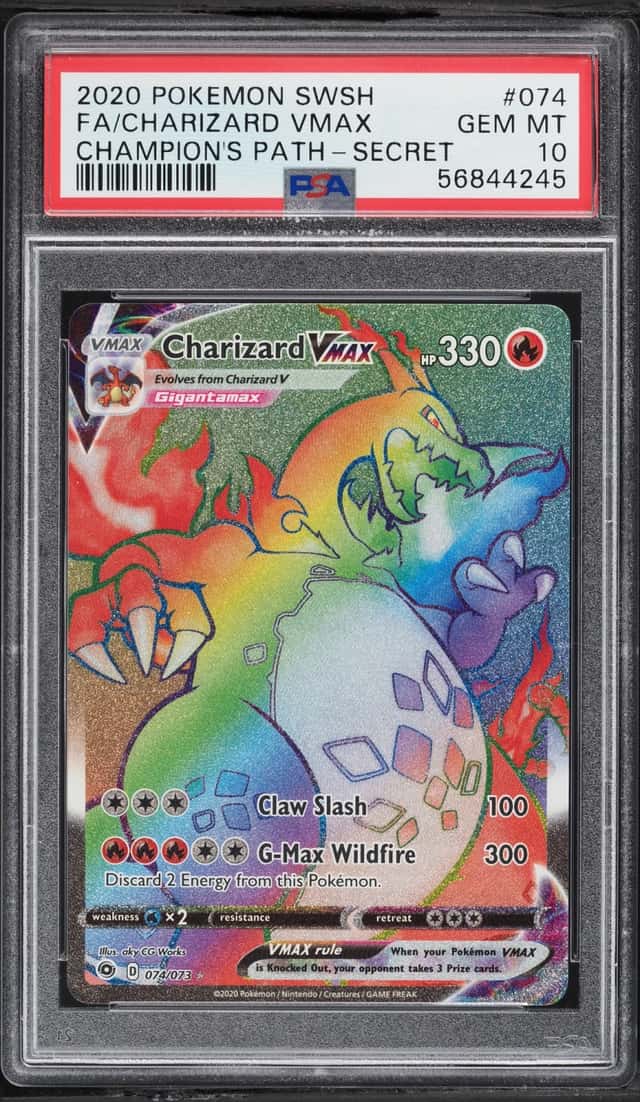 2020 Pokemon Sword & Shield Champion's Path Rainbow Rare Charizard VMAX #74 PSA 10 GEM MINT