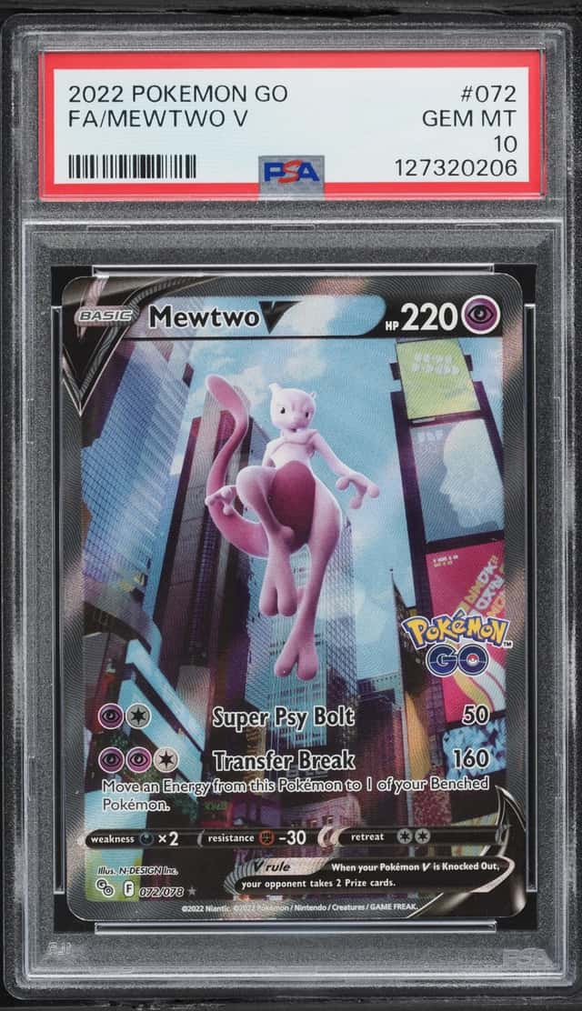 2022 Pokemon Sword & Shield GO Full Art Mewtwo V #72 PSA 10 GEM MINT