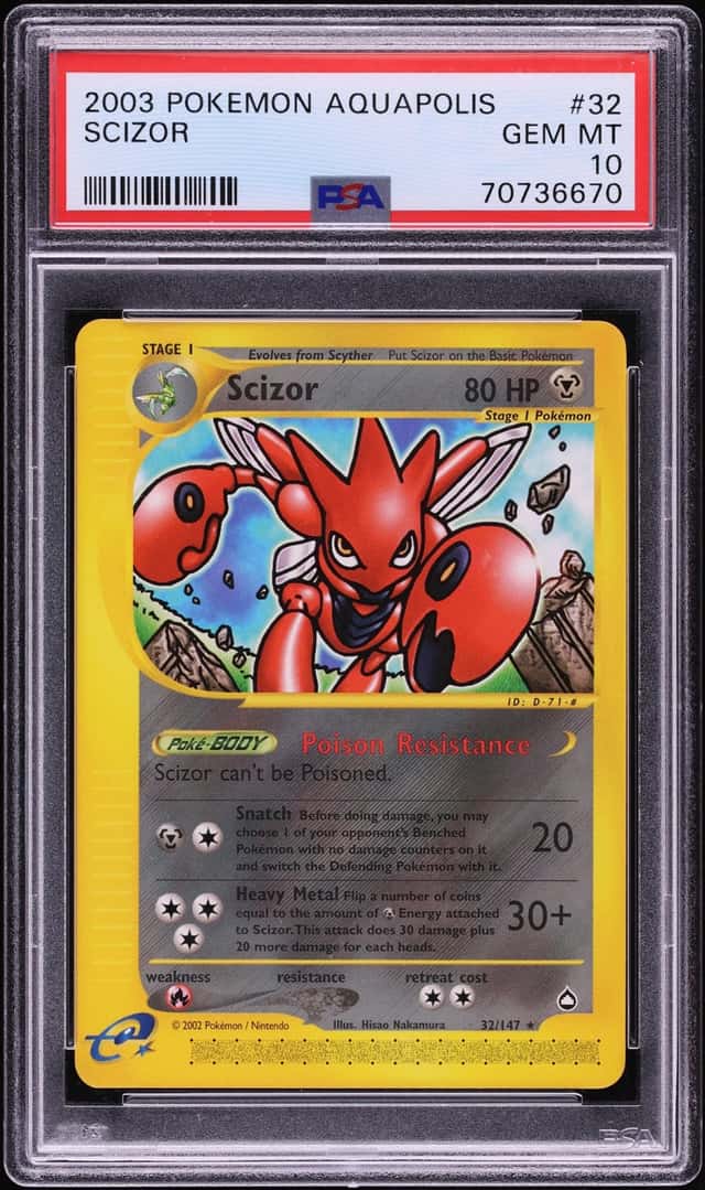 2003 Pokemon Aquapolis Scizor #32 PSA 10 GEM MINT