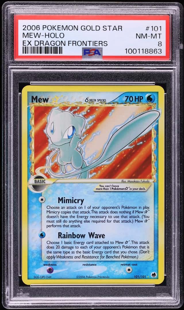 2006 Pokemon EX Dragon Frontiers Holo Mew Gold Star #101 PSA 8 NM-MT