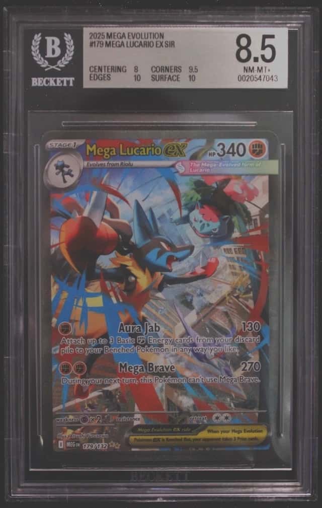 Pokemon 2025 MEGA EVOLUTION Mega Lucario EX Secret Rare Holo 179/132 BGS 8.5