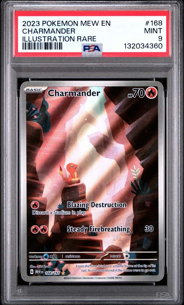 2023 POKEMON MEW EN-151 ILLUSTRATION RARE #168 CHARMANDER PSA 9