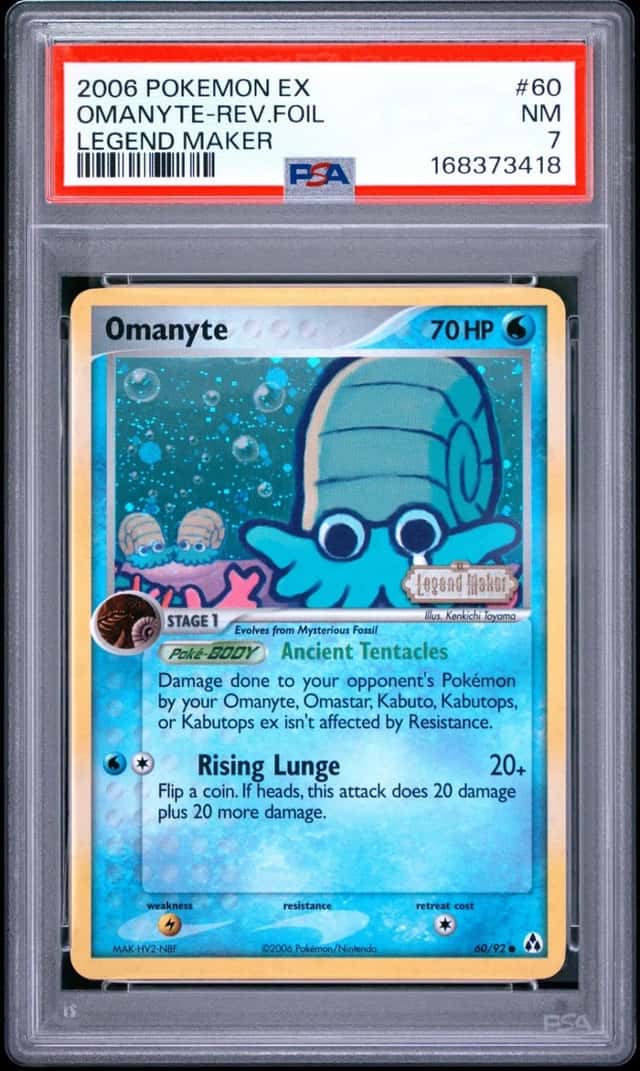 2006 POKEMON EX LEGEND MAKER #60 OMANYTE-REVERSE FOIL PSA 7