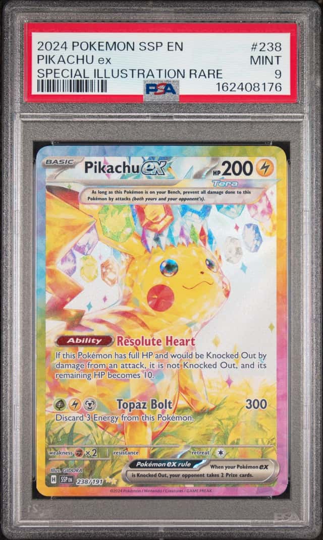 2024 POKEMON SSP EN-SURGING SPARKS SPECIAL ILLUSTRATION RARE PIKACHU EX PSA 9
