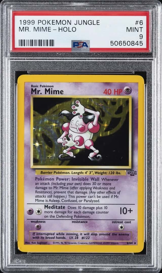 1999 POKEMON JUNGLE #6 MR. MIME-HOLO PSA 9