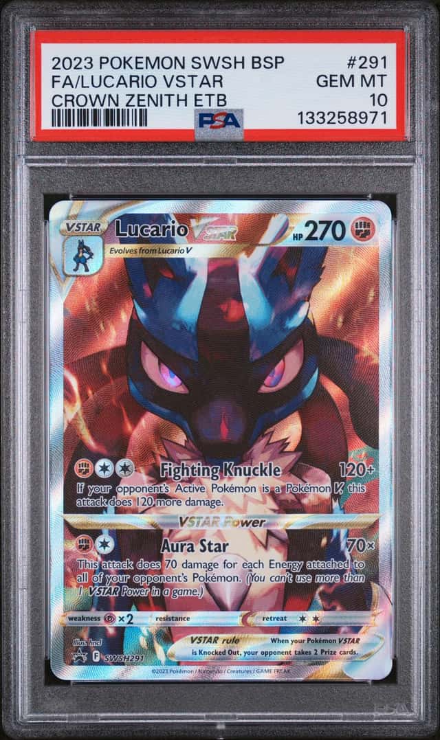 Pokemon Lucario Vstar Swsh Black Star Promo 291/159 Crown Zenith ETB PSA 10