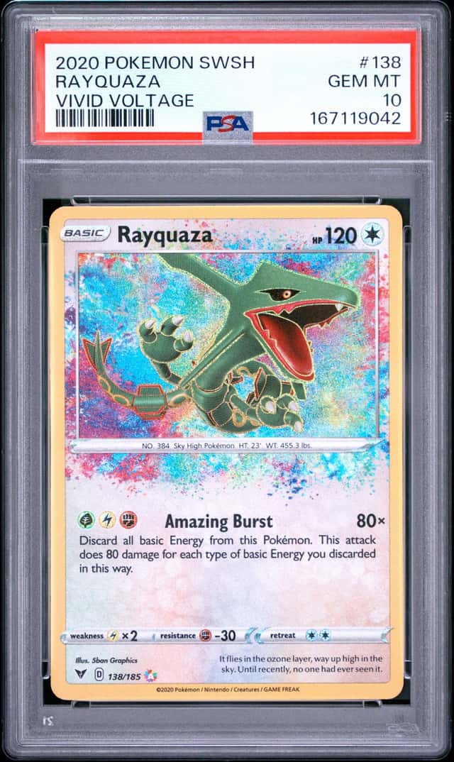 2020 POKEMON SWORD & SHIELD VIVID VOLTAGE #138 RAYQUAZA PSA 10