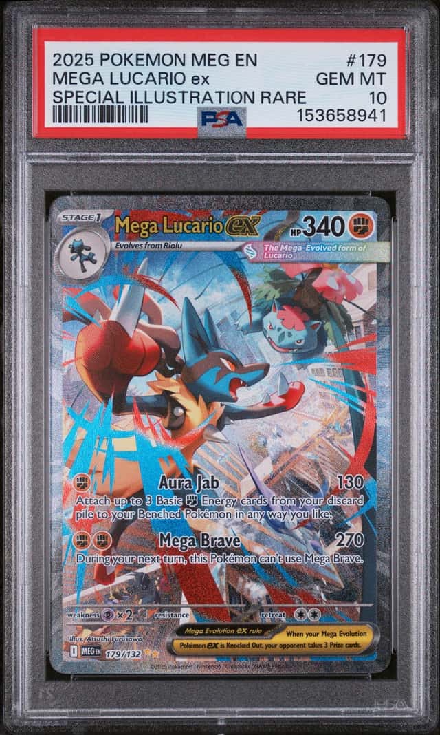 MEGA LUCARIO EX 2025 POKEMON MEGA EVOLUTION 179/132 SIR PSA 10 Q3963-7