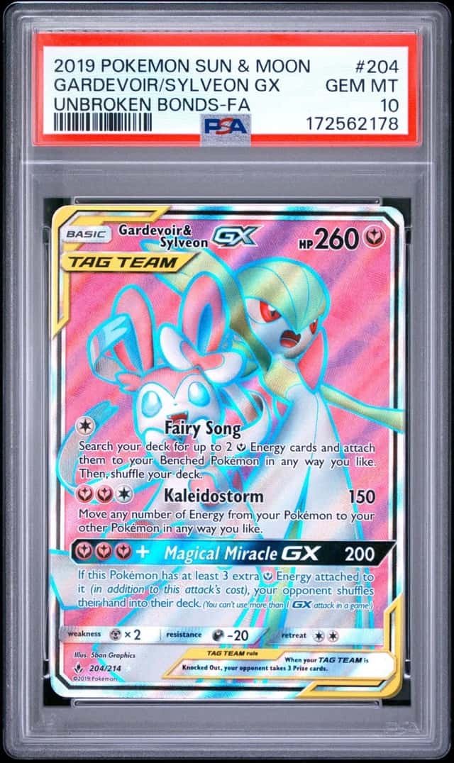 Pokemon Gardevoir & Sylveon Gx Unbroken Bonds 204/214 PSA 10 Gem Mint