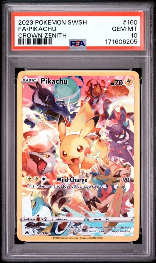 2023 POKEMON SWORD & SHIELD CROWN ZENITH #160 FULL ART/PIKACHU PSA 10