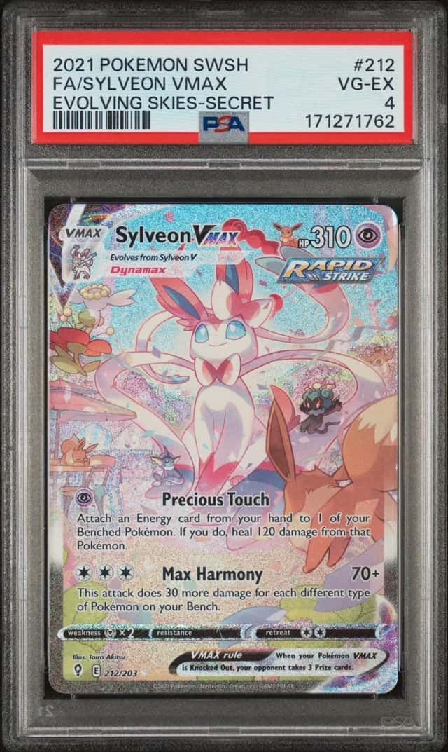 2021 POKEMON SWORD & SHIELD EVOLVING SKIES SECRET FULL ART/SYLVEON VMAX PSA 4