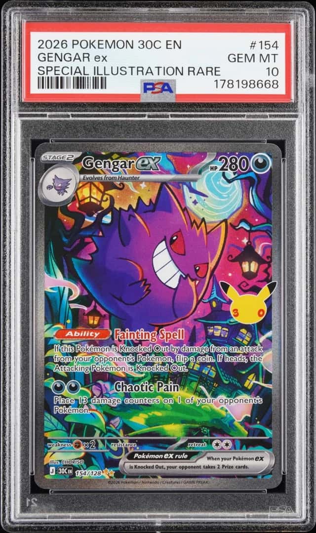 2026 POKEMON 30C EN-30TH CELEBRATION SPECIAL ILLUSTRATION RARE GENGAR EX PSA 10