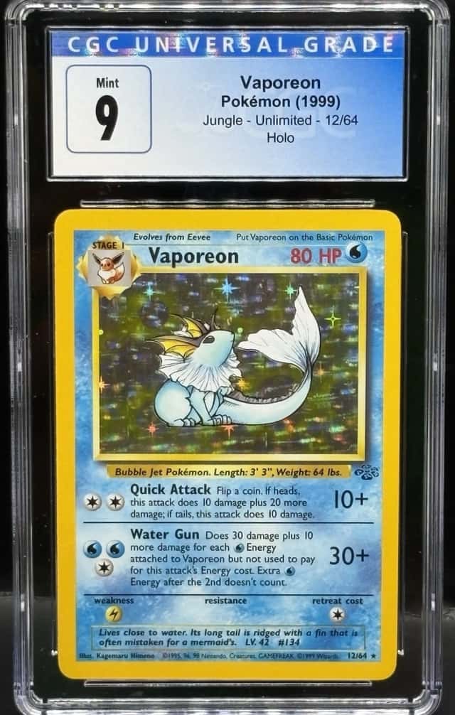 Pokémon Company Vaporeon 12/64 Jungle Holo CGC Grade 9 Mint Vintage (1999)