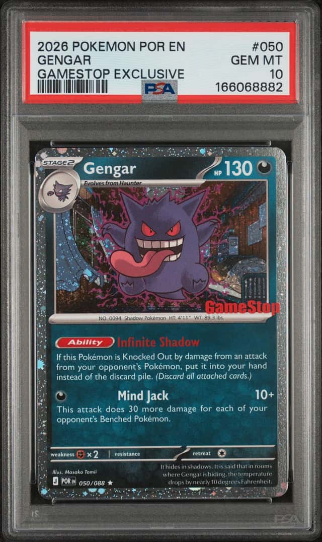 2026 Pokemon POR EN Gengar Gamestop Exclusive PSA Gem MT 10 #050/088