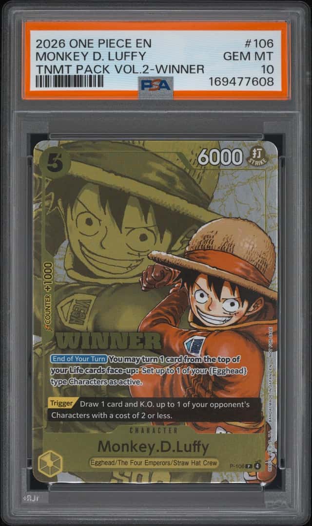 2026 ONE PIECE WINNER 2026 VOL. 2  PROMO #106 MONKEY D. LUFFY PSA 10 GEM MT QTY