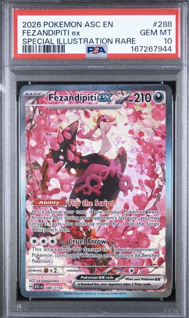 Fezandipiti ex 288/217 Pokemon TCG Me: Ascended Heroes SIR Holo PSA 10