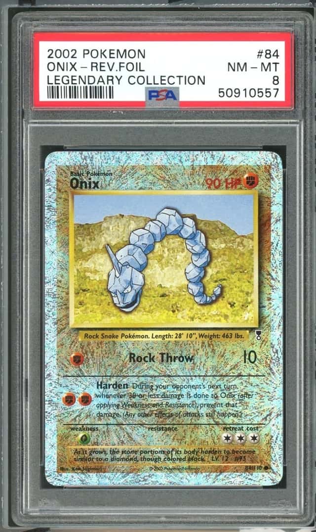 POKEMON ONIX-REV.FOIL 2002 LEGENDARY COLLECTION #84 PSA 8