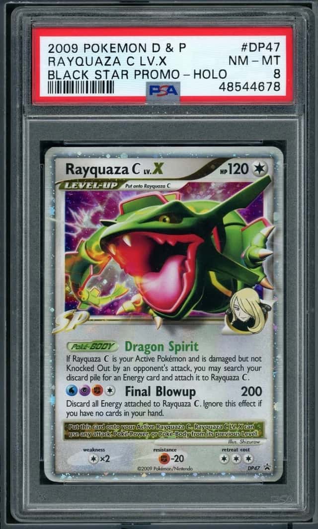POKEMON RAYQUAZA C LV.X-HOLO 2009 DIAMOND & PEARL BSP #DP47 PSA 8