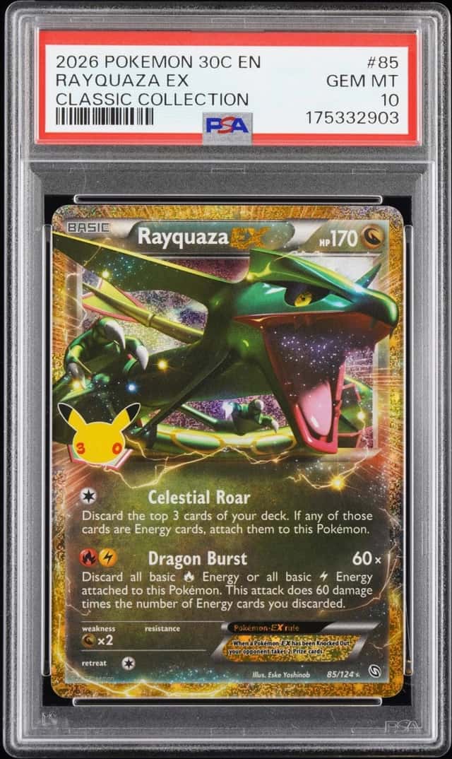 2026 POKEMON 30C EN-30TH CELEBRATION CLASSIC COLLECTION #85 RAYQUAZA EX PSA 10