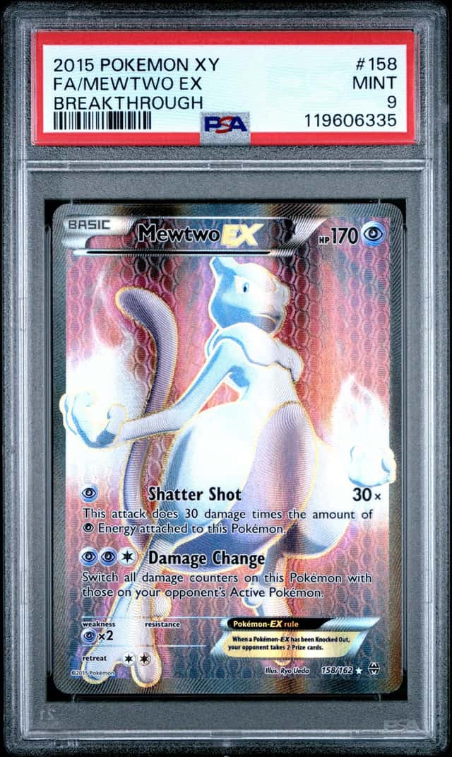 2015 POKEMON XY BREAKTHROUGH #158 FULL ART/MEWTWO EX PSA 9