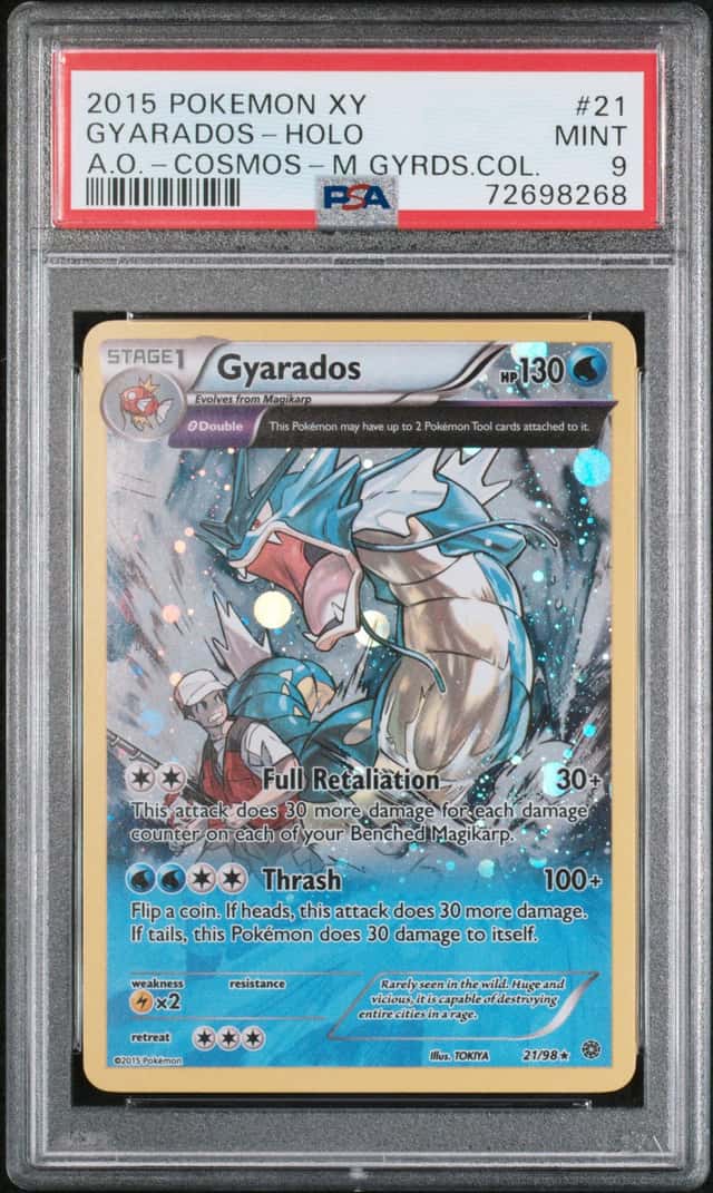 POKEMON GYARADOS-HOLO 2015 XY ANCIENT ORIGINS #21 A.O.-COSMOS-M GYRDS.COL. PSA 9