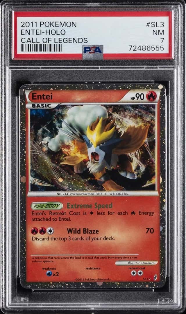 2011 POKEMON CALL OF LEGENDS #SL3 ENTEI-HOLO PSA 7