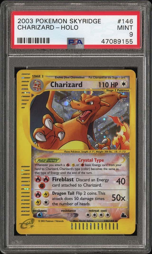 2003 POKEMON CHARIZARD CRYSTAL HOLO SKYRIDGE #146 PSA 9