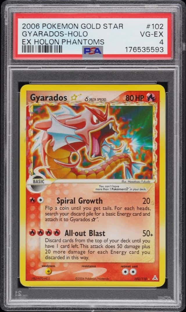 2006 POKEMON EX HOLON PHANTOMS GOLD STAR #102 GYARADOS-HOLO PSA 4