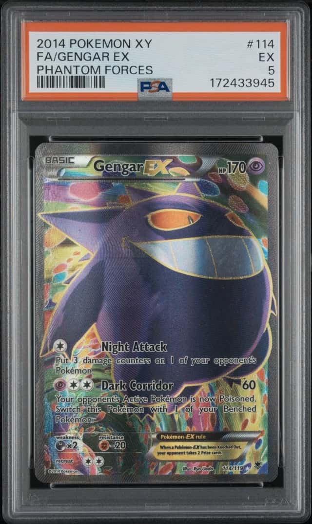 2014 POKEMON XY PHANTOM FORCES #114 FULL ART/GENGAR EX PSA 5