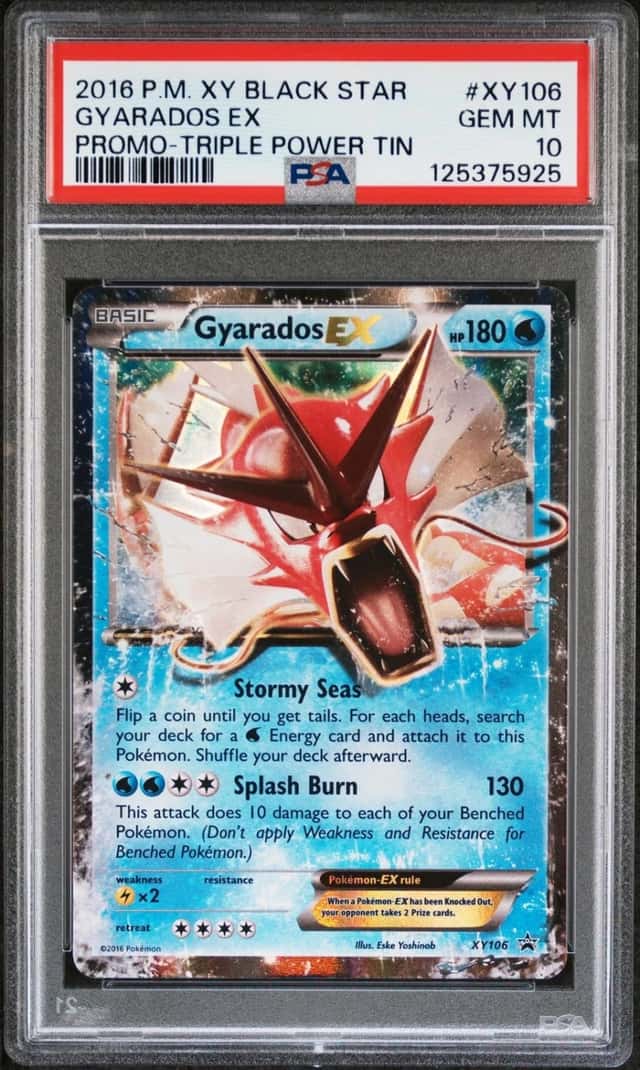 2016 POKEMON XY BLACK STAR PROMO TRIPLE POWER TIN #XY106 GYARADOS EX PSA 10