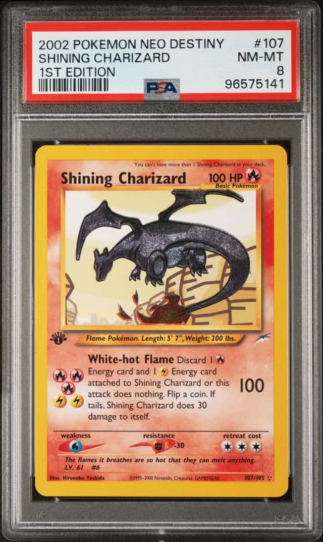 2002 POKEMON SHINING CHARIZARD 1ST EDITION NEO DESTINY #107 PSA 8