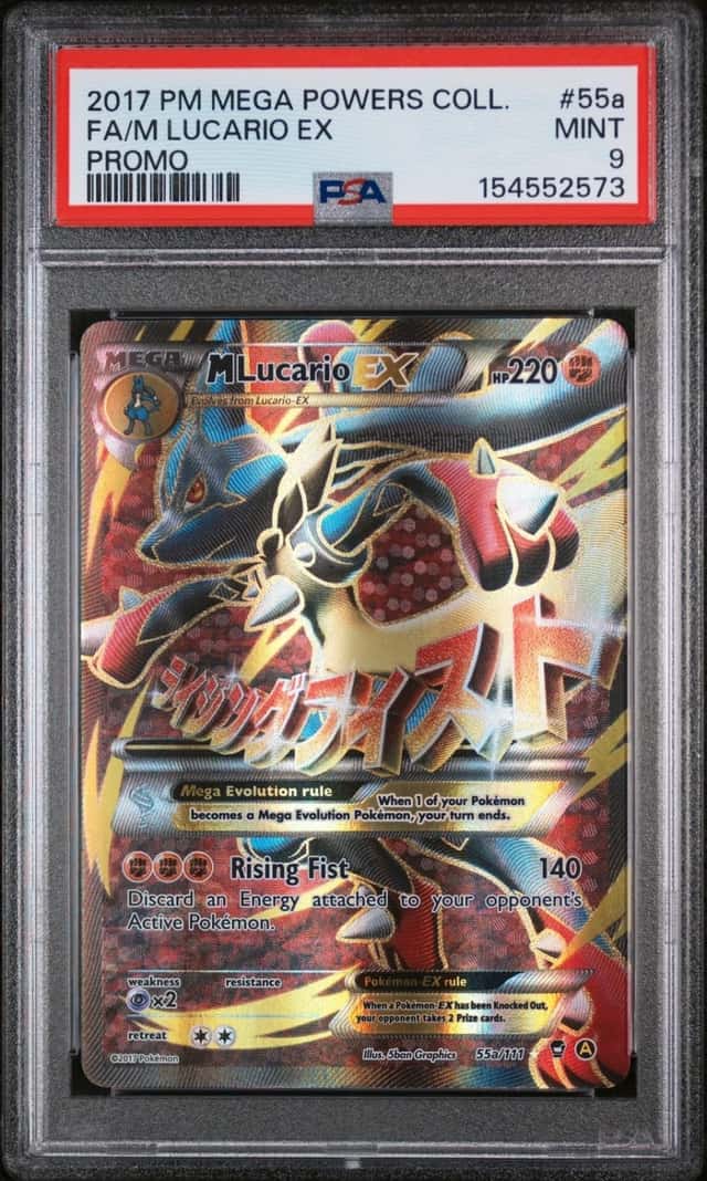 2017 POKEMON MEGA POWERS COLLECTION PROMO #55A FULL ART/M LUCARIO EX PSA 9