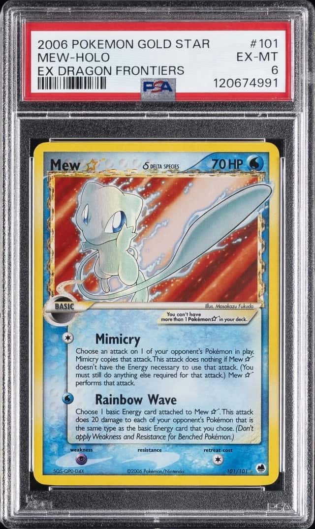 2006 POKEMON EX DRAGON FRONTIERS GOLD STAR #101 MEW-HOLO PSA 6
