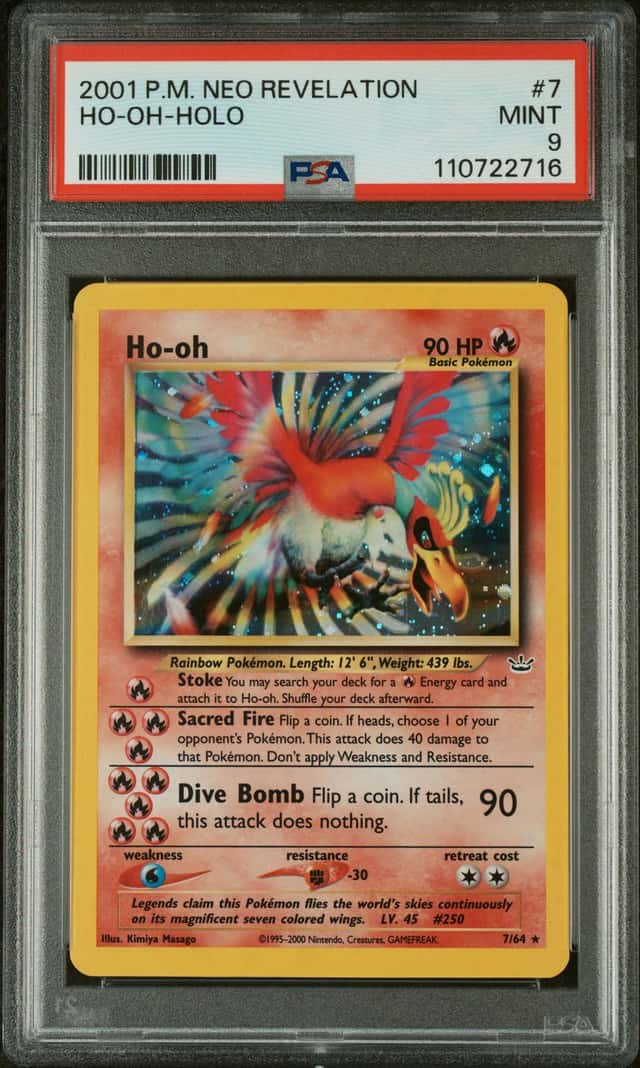 POKEMON HO-OH 2001 NEO REVELATION #7 HOLO PSA 9