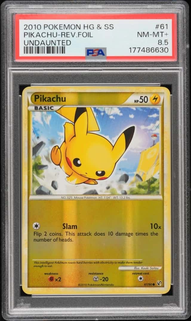 2010 Pokemon Pikachu 61/90 POP 1 Undaunted Reverse Holo PSA 8.5