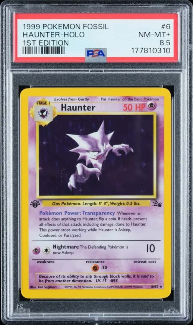 1999 Pokemon Haunter 6/62 Fossil Holo 1st Edition PSA 8.5