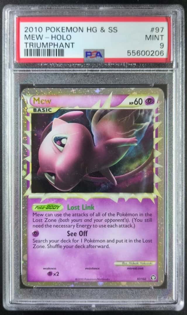 2010 Pokemon MEW #97/102 HeartGold & SoulSilver Triumphant Ultra Rare EN PSA 9