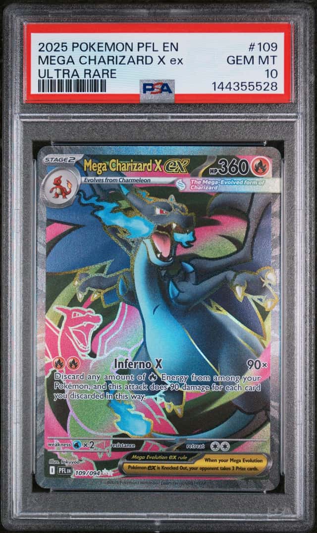 5528 Mega Charizard X ex 2025 Pokemon Phantasmal Flames #109 Ultra Rare PSA 10