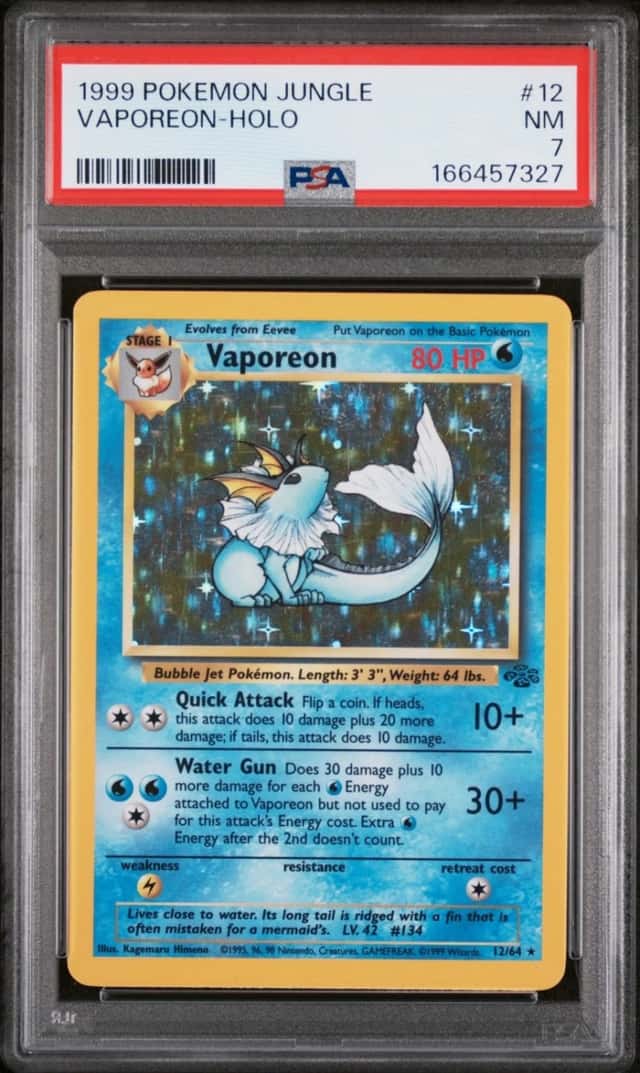 1999 POKEMON JUNGLE #12 VAPOREON-HOLO PSA 7