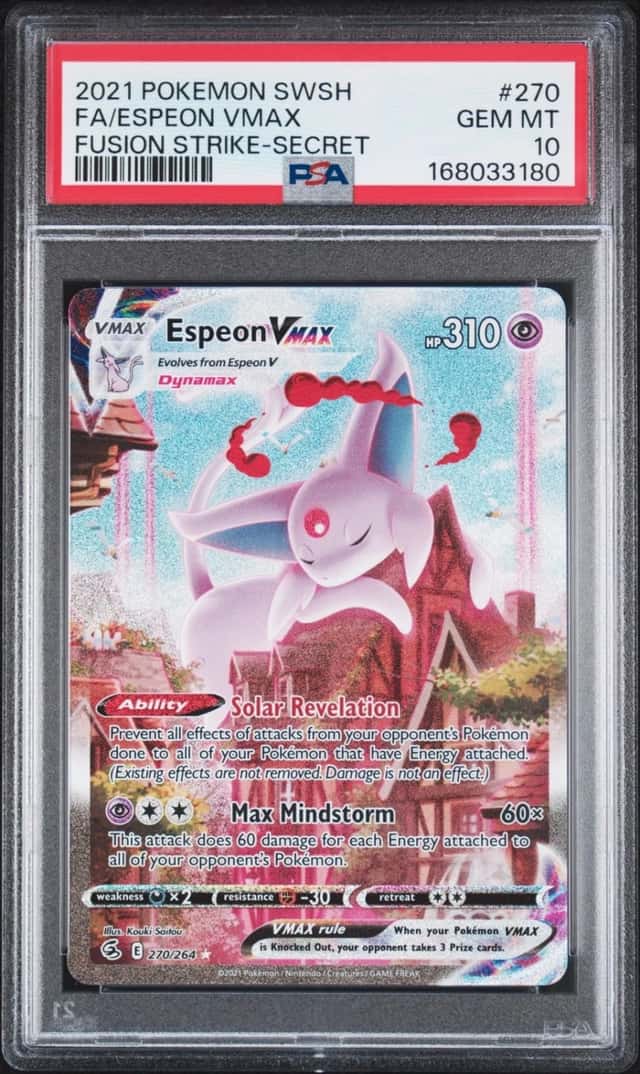 2021 POKEMON SWORD & SHIELD FUSION STRIKE SECRET FULL ART/ESPEON VMAX PSA 10