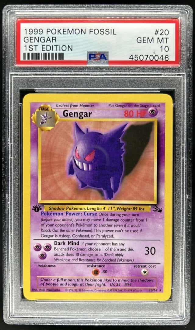 1999 Pokemon Fossil 1st Edition Gengar #20/62 PSA 10 GEM MINT